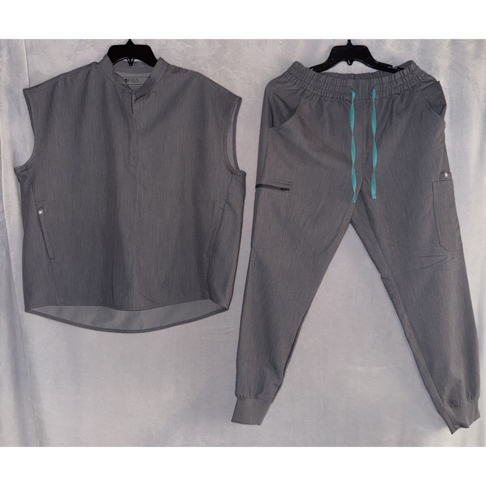 FIGS Women's Large Gray Technical Collection Scrub Set Top & Pants